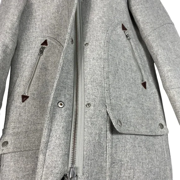 J. Crew Chateau Parka Italian Wool Stadium Cloth Coat B3901 Gray Nello Gori Sz 0 - Picture 5 of 9